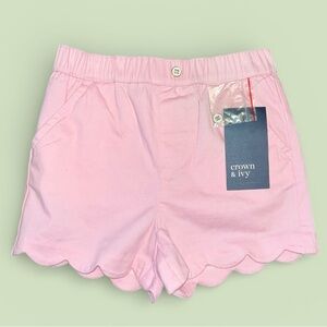 NWT Crown & Ivy Girls size 6 pink scalloped edge pull-up shorts in pink